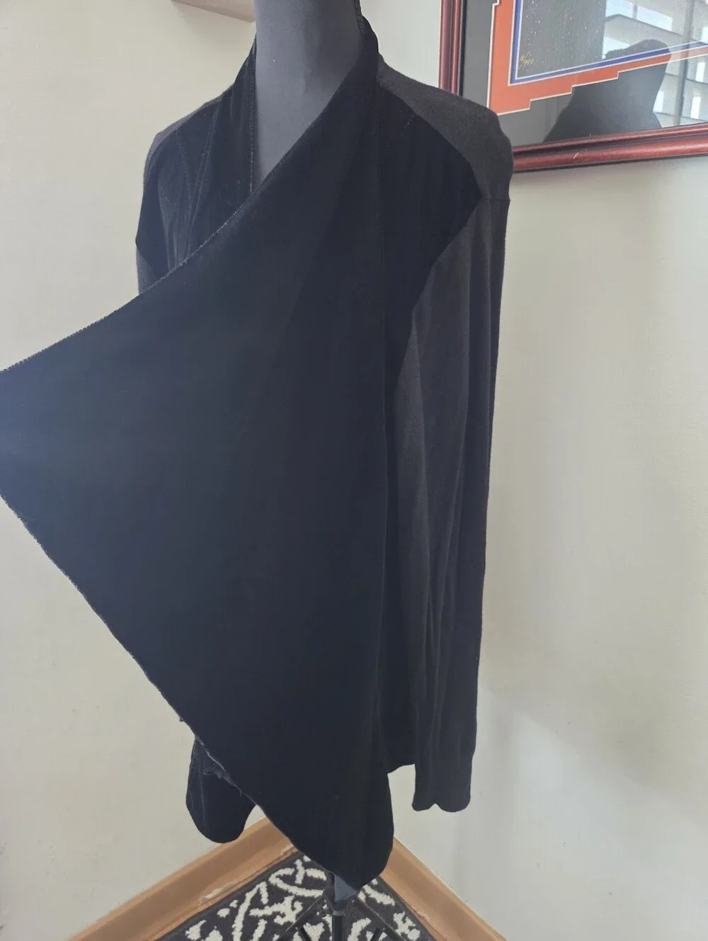 Michael Kors Black Draped Open-Front Velvet Mixed Media Sweater Cardigan 3X